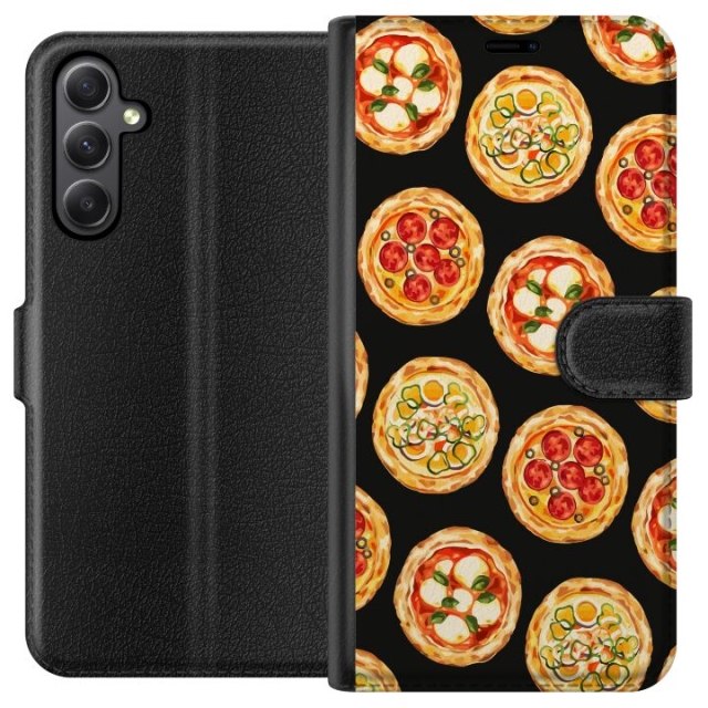 Lompakkokotelo Samsung Galaxy A24 4G-laitteelle, jossa on Pizza kuvio
