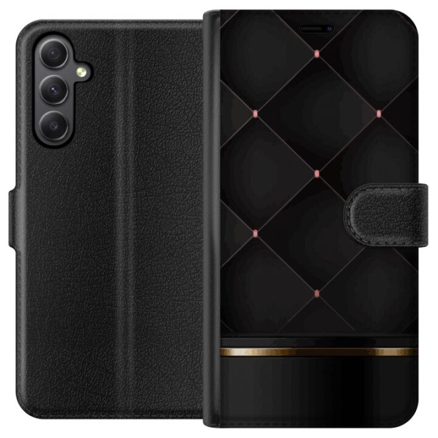 Lompakkokotelo Samsung Galaxy A24 4G-laitteelle, jossa on Ylellinen linja kuvio