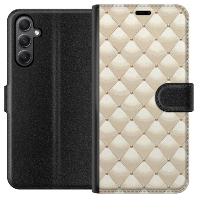 Lompakkokotelo Samsung Galaxy A24 4G-laitteelle, jossa on Kultakiilto kuvio