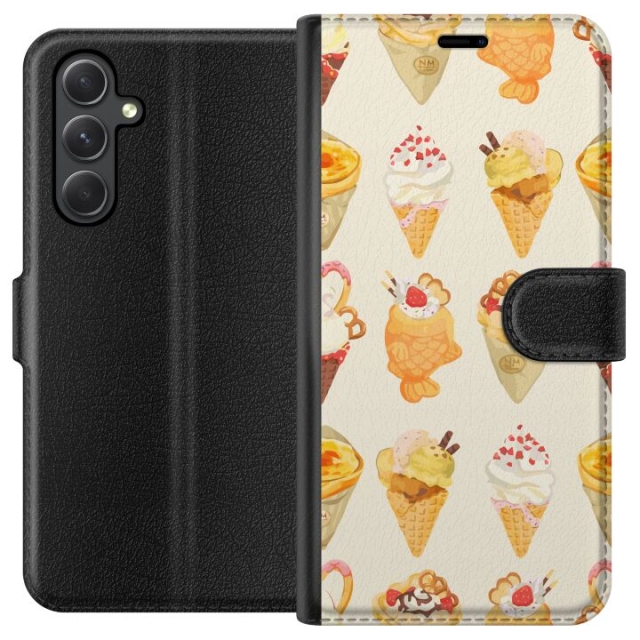 Lompakkokotelo Samsung Galaxy A35-laitteelle, jossa on Lasinen kuvio