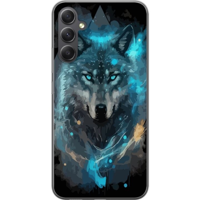 Kännykkäkuori Samsung Galaxy A35-laitteelle, jossa on Susi kuvio