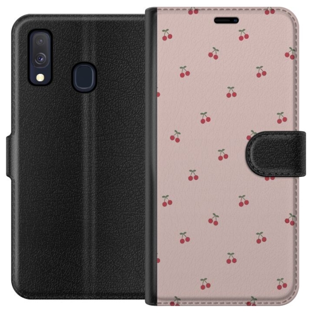Lompakkokotelo Samsung Galaxy A40-laitteelle, jossa on Kirsikka kuvio