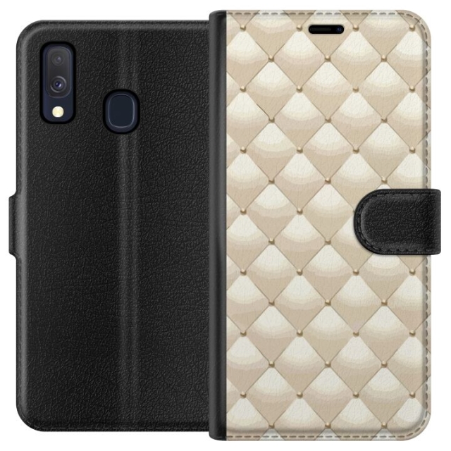 Lompakkokotelo Samsung Galaxy A40-laitteelle, jossa on Kultakiilto kuvio