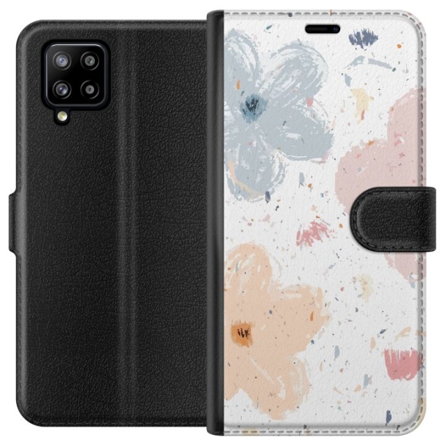 Lompakkokotelo Samsung Galaxy A42 5G-laitteelle, jossa on Kukat kuvio