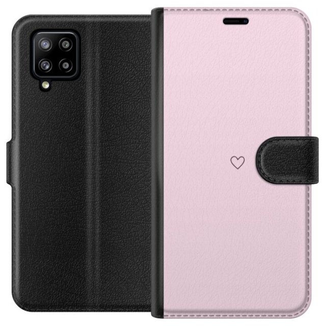 Lompakkokotelo Samsung Galaxy A42 5G-laitteelle, jossa on Sydän kuvio