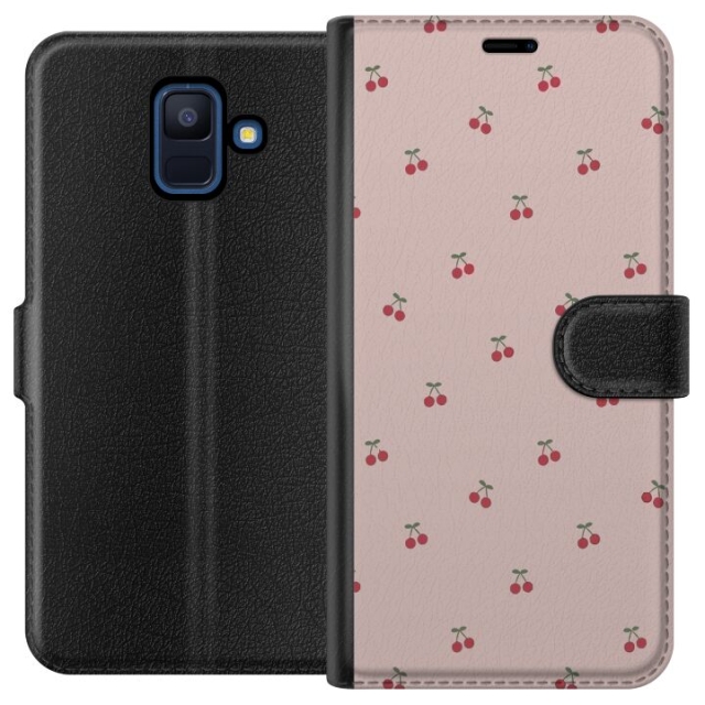 Lompakkokotelo Samsung Galaxy A6 (2018)-laitteelle, jossa on Kirsikka kuvio