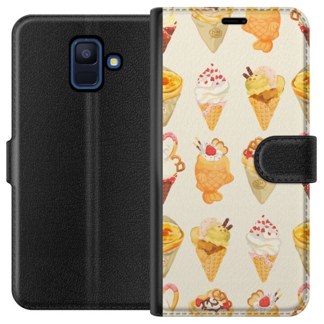 Lompakkokotelo Samsung Galaxy A6 (2018)-laitteelle, jossa on Lasinen kuvio