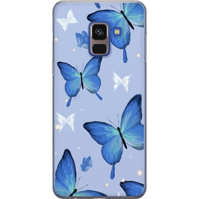 Kännykkäkuori Samsung Galaxy A8 (2018)-laitteelle, jossa on Sinisiä perhosia kuvio
