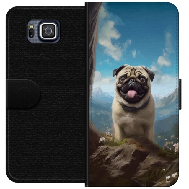 Lompakkokotelo Samsung Galaxy Alpha-laitteelle, jossa on Iloinen Koira kuvio