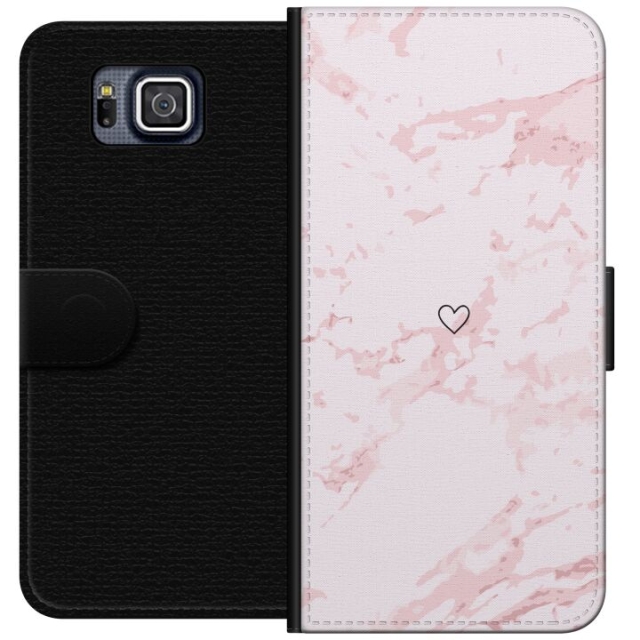 Lompakkokotelo Samsung Galaxy Alpha-laitteelle, jossa on Roosa Sydän kuvio
