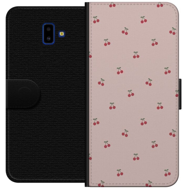 Lompakkokotelo Samsung Galaxy J6+-laitteelle, jossa on Kirsikka kuvio
