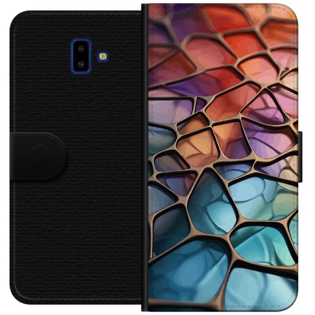 Lompakkokotelo Samsung Galaxy J6+-laitteelle, jossa on Metallikuviointi kuvio