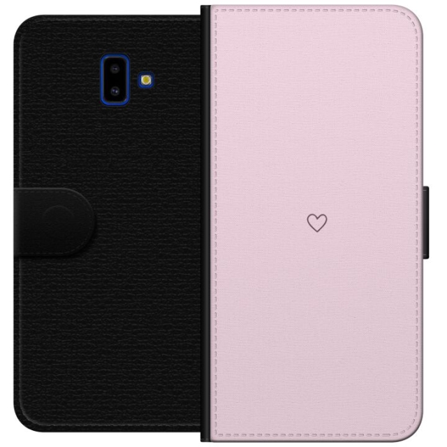 Lompakkokotelo Samsung Galaxy J6+-laitteelle, jossa on Sydän kuvio