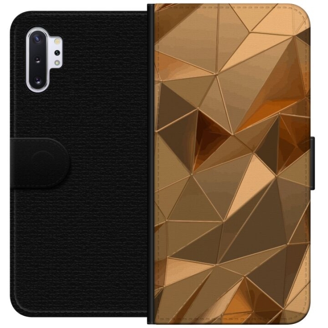 Lompakkokotelo Samsung Galaxy Note10+-laitteelle, jossa on 3D Kulta kuvio