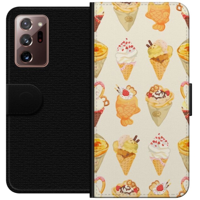 Lompakkokotelo Samsung Galaxy Note20 Ultra-laitteelle, jossa on Lasinen kuvio