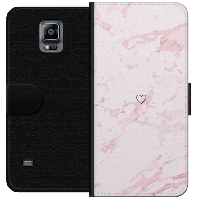 Lompakkokotelo Samsung Galaxy Note 4-laitteelle, jossa on Roosa Sydän kuvio