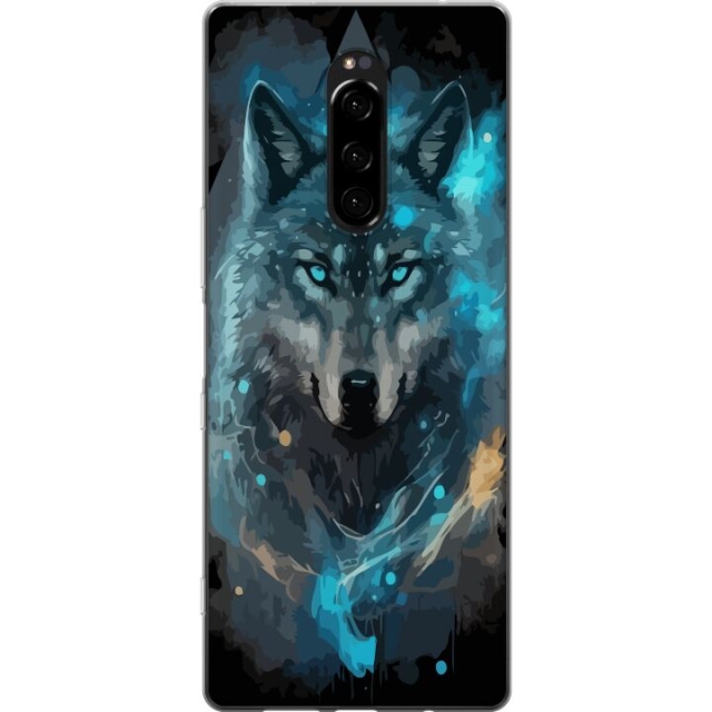 Kännykkäkuori Sony Xperia 1-laitteelle, jossa on Susi kuvio
