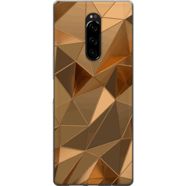 Kännykkäkuori Sony Xperia 1-laitteelle, jossa on 3D Kulta kuvio