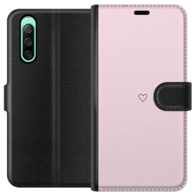 Lompakkokotelo Sony Xperia 10 IV-laitteelle, jossa on Sydän kuvio