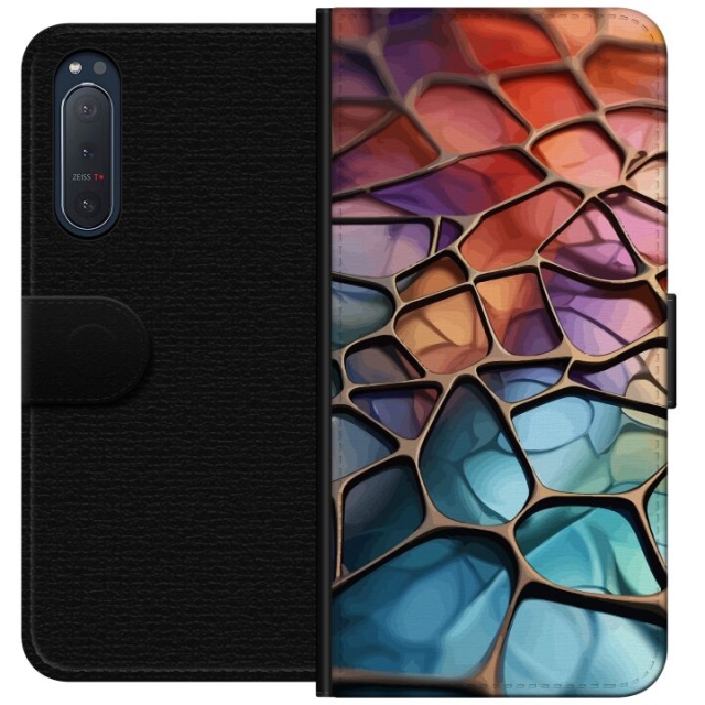 Lompakkokotelo Sony Xperia 5 II-laitteelle, jossa on Metallikuviointi kuvio