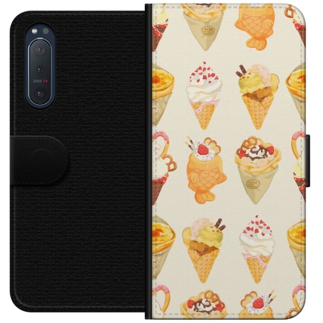 Lompakkokotelo Sony Xperia 5 II-laitteelle, jossa on Lasinen kuvio