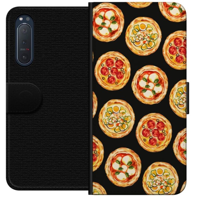 Lompakkokotelo Sony Xperia 5 II-laitteelle, jossa on Pizza kuvio