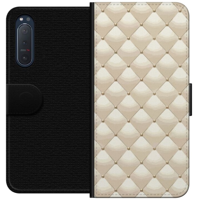 Lompakkokotelo Sony Xperia 5 II-laitteelle, jossa on Kultakiilto kuvio