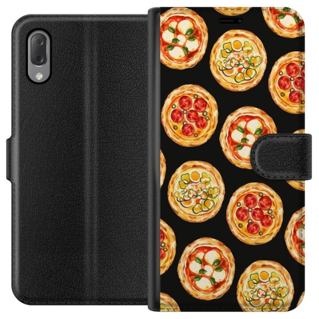 Lompakkokotelo Sony Xperia L3-laitteelle, jossa on Pizza kuvio