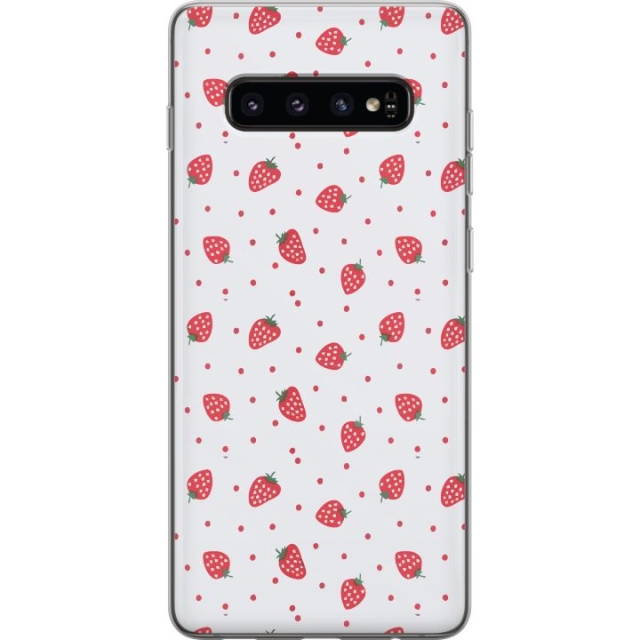 Kännykkäkuori Samsung Galaxy S10-laitteelle, jossa on Mansikat kuvio