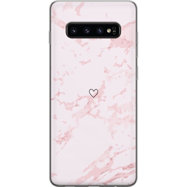 Kännykkäkuori Samsung Galaxy S10-laitteelle, jossa on Roosa Sydän kuvio