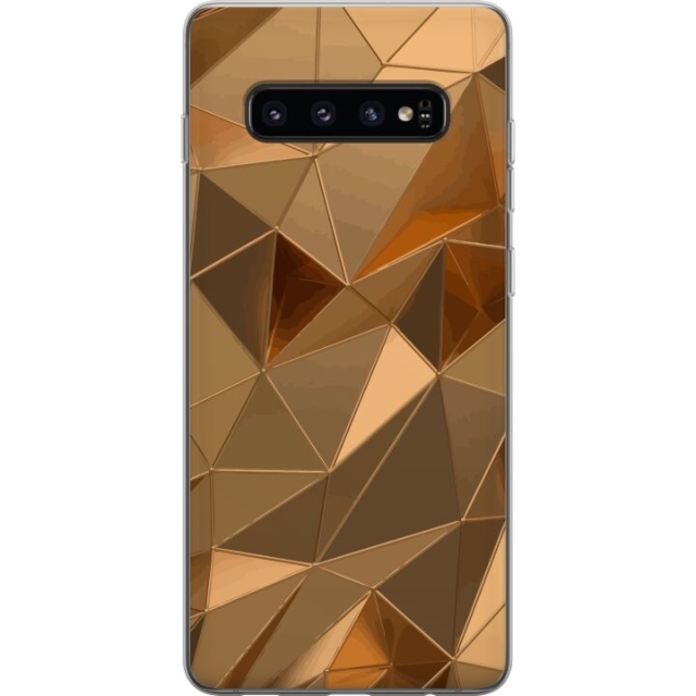 Kännykkäkuori Samsung Galaxy S10-laitteelle, jossa on 3D Kulta kuvio
