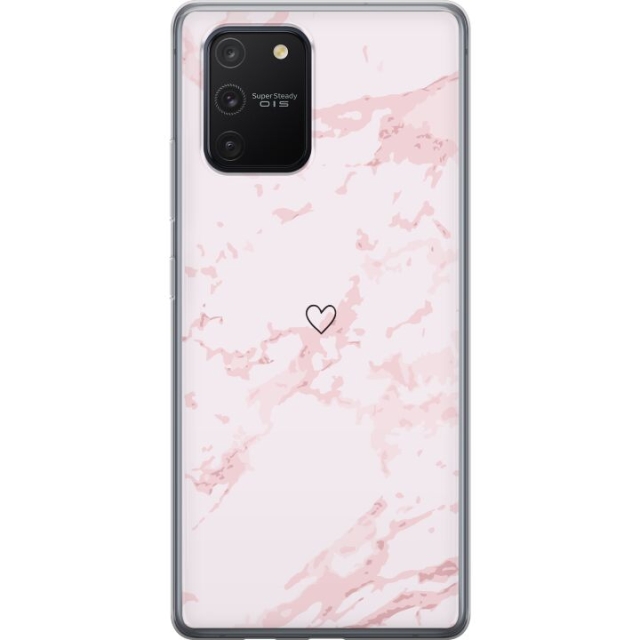 Kännykkäkuori Samsung Galaxy S10 Lite-laitteelle, jossa on Roosa Sydän kuvio