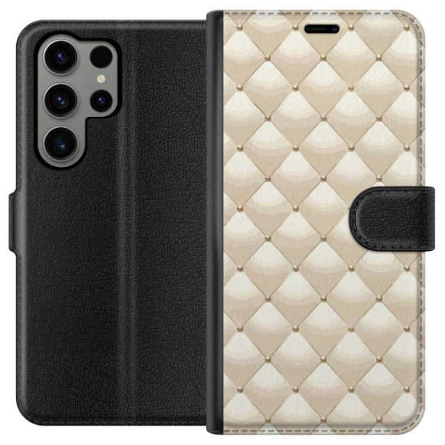 Lompakkokotelo Samsung Galaxy S23 Ultra-laitteelle, jossa on Kultakiilto kuvio