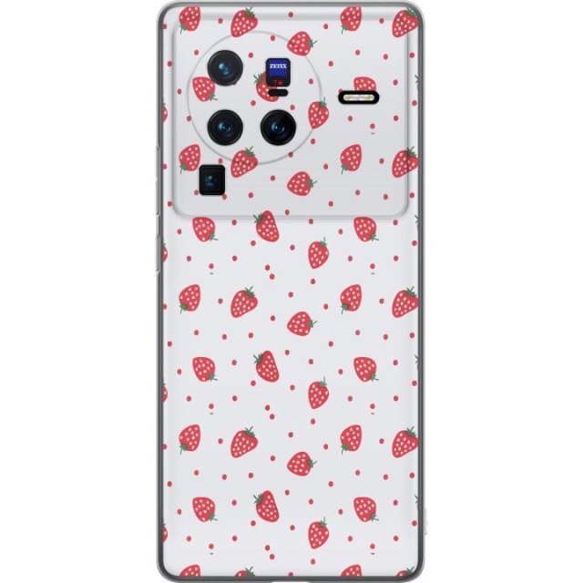 Kännykkäkuori vivo X80 Pro-laitteelle, jossa on Mansikat kuvio