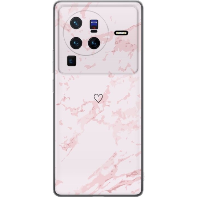 Kännykkäkuori vivo X80 Pro-laitteelle, jossa on Roosa Sydän kuvio