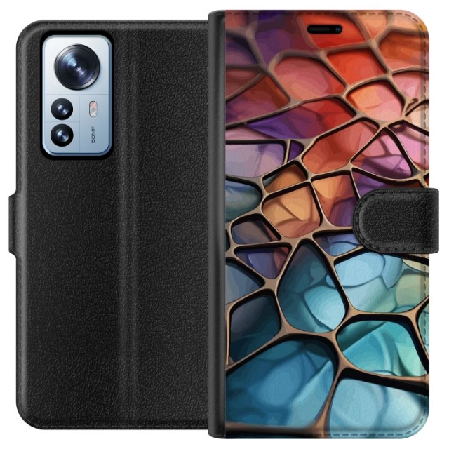 Lompakkokotelo Xiaomi 12 Pro-laitteelle, jossa on Metallikuviointi kuvio