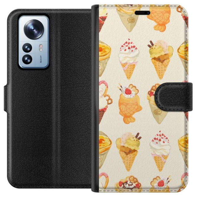 Lompakkokotelo Xiaomi 12 Pro-laitteelle, jossa on Lasinen kuvio