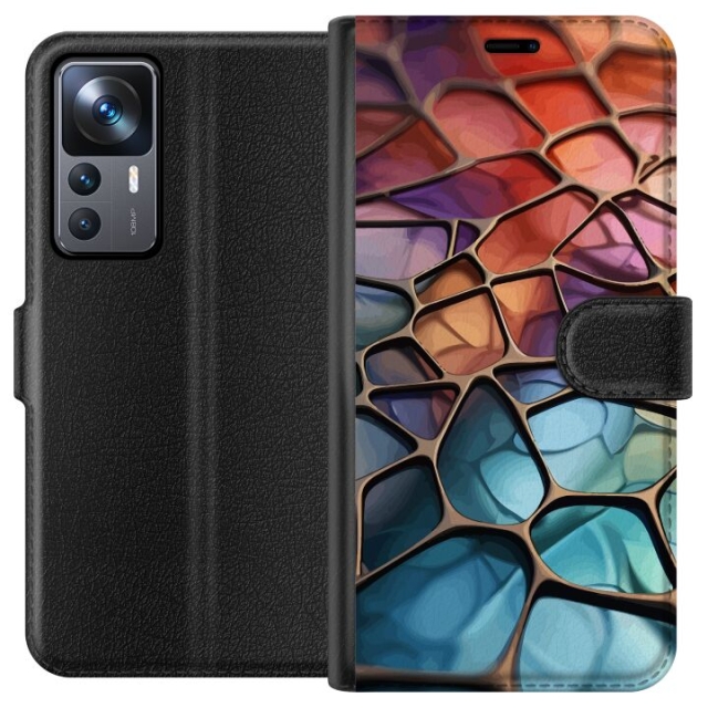 Lompakkokotelo Xiaomi 12T-laitteelle, jossa on Metallikuviointi kuvio