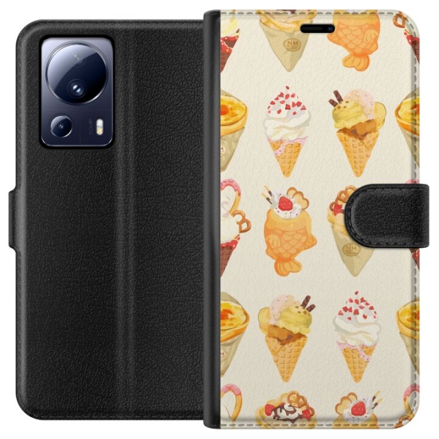 Lompakkokotelo Xiaomi 13 Lite-laitteelle, jossa on Lasinen kuvio