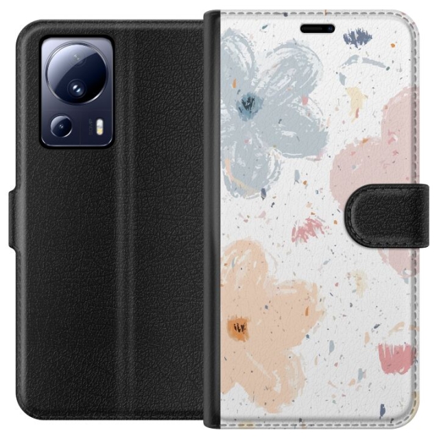 Lompakkokotelo Xiaomi 13 Lite-laitteelle, jossa on Kukat kuvio