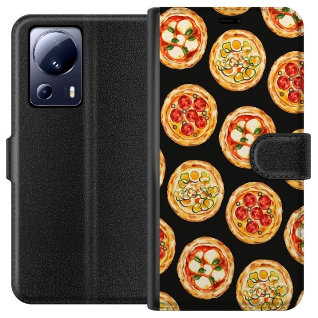 Lompakkokotelo Xiaomi 13 Lite-laitteelle, jossa on Pizza kuvio