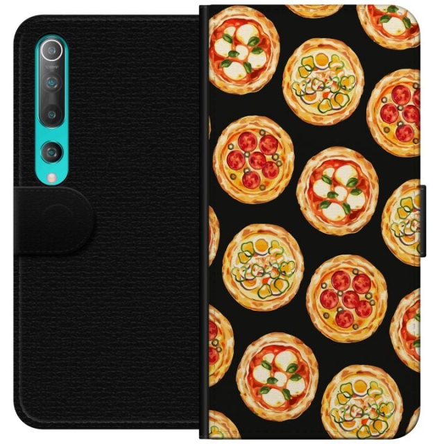 Lompakkokotelo Xiaomi Mi 10 5G-laitteelle, jossa on Pizza kuvio