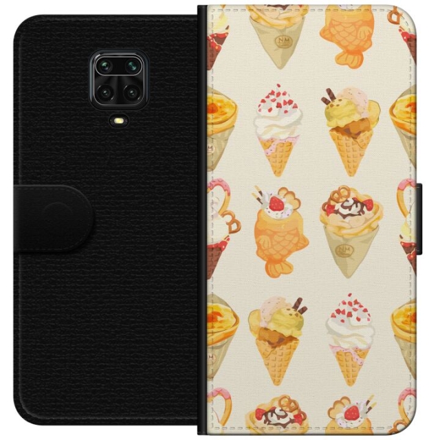 Lompakkokotelo Xiaomi Redmi Note 9 Pro-laitteelle, jossa on Lasinen kuvio