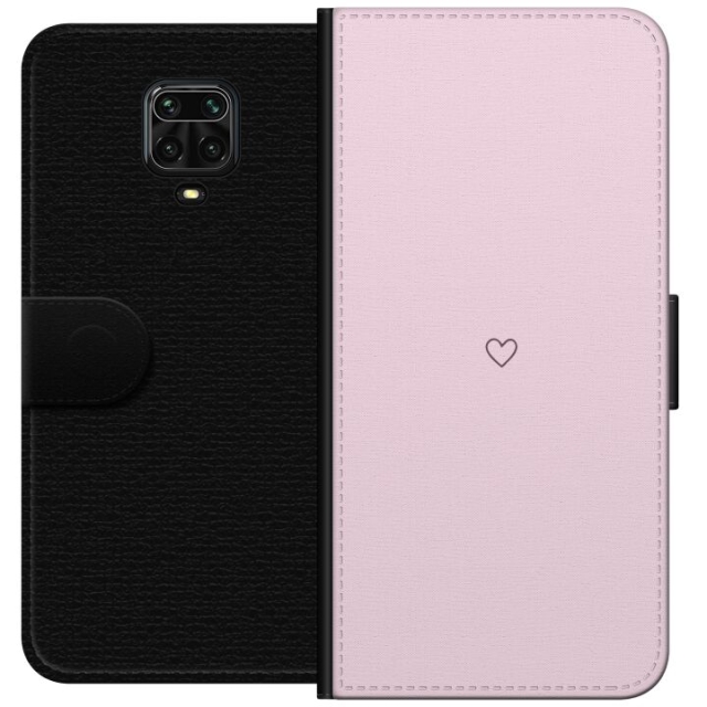 Lompakkokotelo Xiaomi Redmi Note 9 Pro-laitteelle, jossa on Sydän kuvio