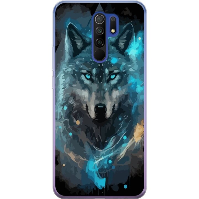 Kännykkäkuori Xiaomi Redmi 9-laitteelle, jossa on Susi kuvio