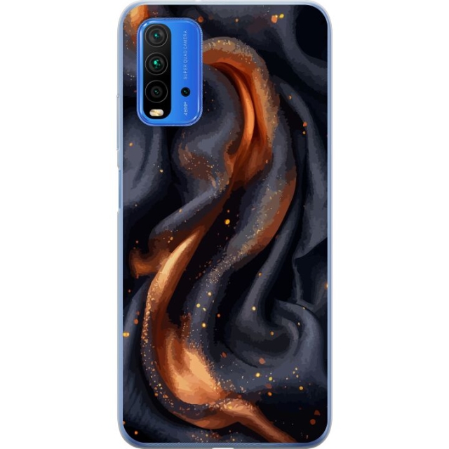 Kännykkäkuori Xiaomi Redmi 9T-laitteelle, jossa on Tulinen silkki kuvio