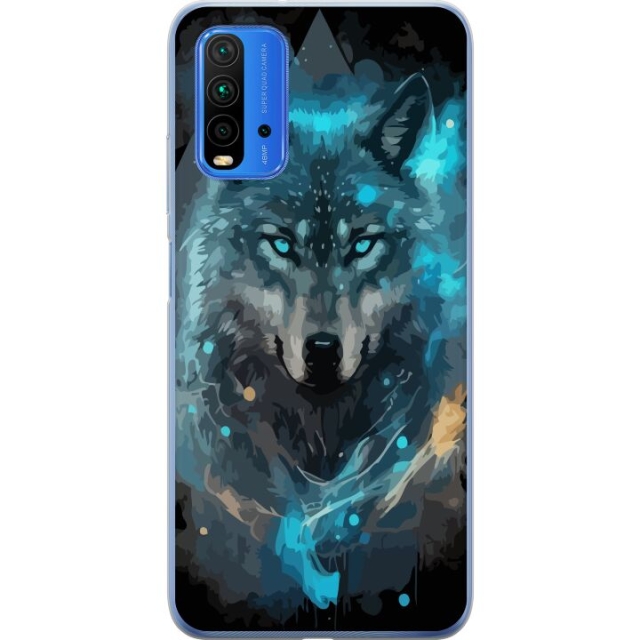 Kännykkäkuori Xiaomi Redmi 9T-laitteelle, jossa on Susi kuvio