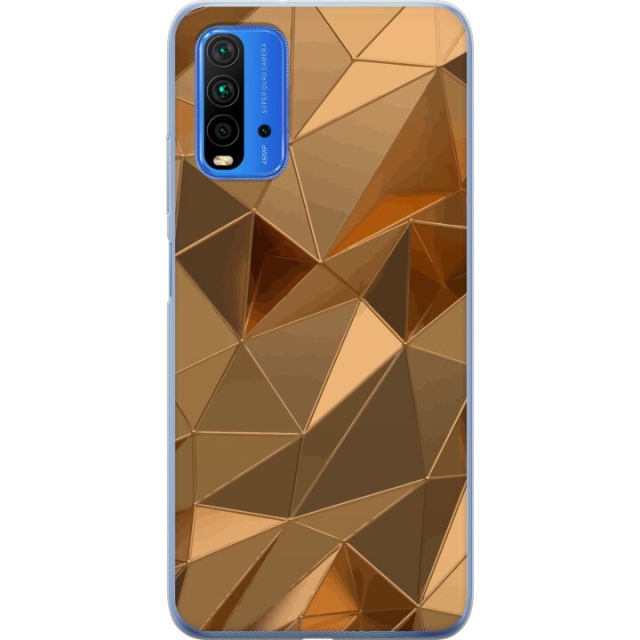 Kännykkäkuori Xiaomi Redmi 9T-laitteelle, jossa on 3D Kulta kuvio