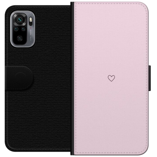 Lompakkokotelo Xiaomi Redmi Note 10S-laitteelle, jossa on Sydän kuvio