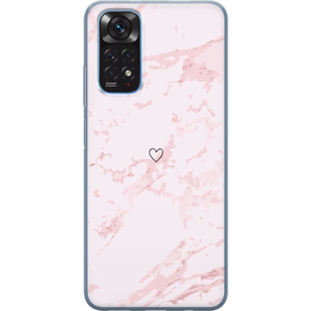 Kännykkäkuori Xiaomi Redmi Note 11-laitteelle, jossa on Roosa Sydän kuvio